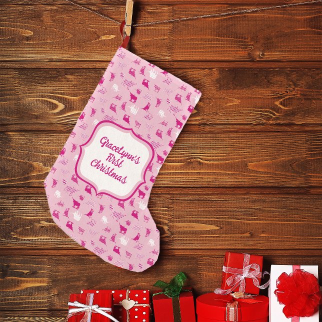 Petite Chaussette De Noël Motif Longhorns à motifs roses (Créateur téléchargé)