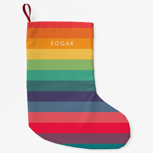Petite Chaussette De Noël Motif moderne à rayures colorées (Devant)