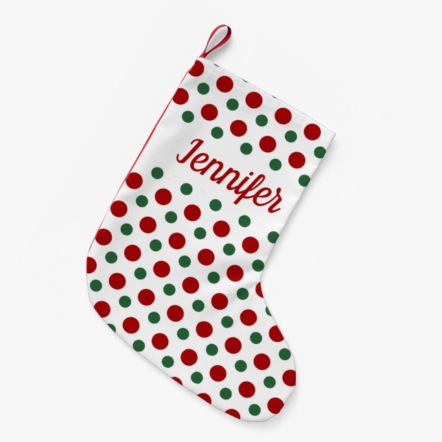 Petite Chaussette De Noël Motif moderne rouge vert personnalisé (Devant (Accrochage))