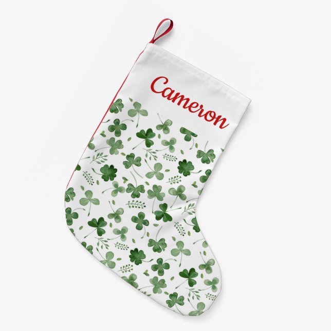 Petite Chaussette De Noël Motif mou de shamrock d'aquarelle (Devant (Accrochage))