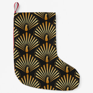 Petite Chaussette De Noël Motif paon d'or Art déco