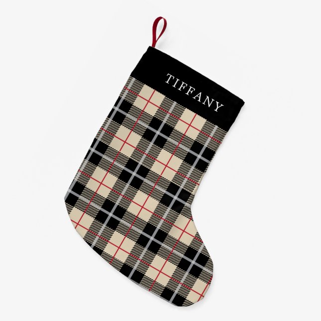 Petite Chaussette De Noël Motif personnalisé chic de plaid de chameau de (Devant (Accrochage))