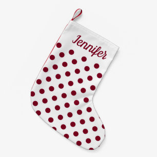 Petite Chaussette De Noël Motif pois bordeaux moderne