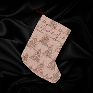 Petite Chaussette De Noël Motif Posh Tree   Glam Rose Gold Blush personnalis