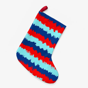 Petite Chaussette De Noël Motif rayé rouge et bleu
