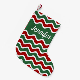 Petite Chaussette De Noël Motif rayé vert rouge