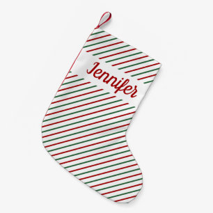 Petite Chaussette De Noël Motif rayures rouges et vertes classiques