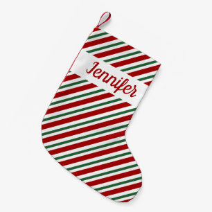 Petite Chaussette De Noël Motif rayures rouges et vertes modernes