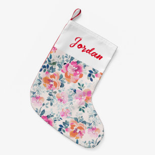 Petite Chaussette De Noël Motif rose et Turquoise