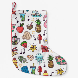 Petite Chaussette De Noël Motif sans couture avec des éléments d'été. illust