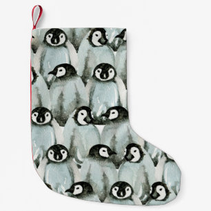 Petite Chaussette De Noël Motif sans couture avec des pingouins mignons