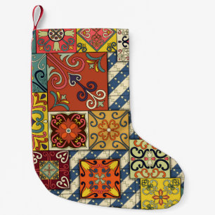 Petite Chaussette De Noël Motif sans couture avec tuiles portugaises en tala