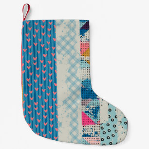 Petite Chaussette De Noël Motif sans couture, carreaux patchwork.