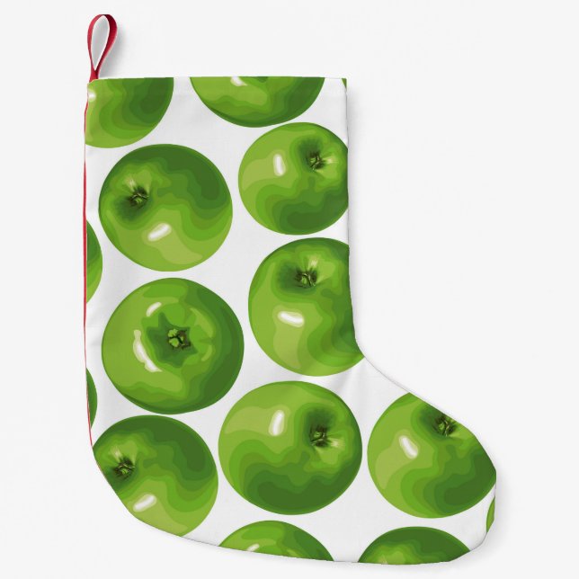 Petite Chaussette De Noël Motif sans couture de pomme verte (Devant)