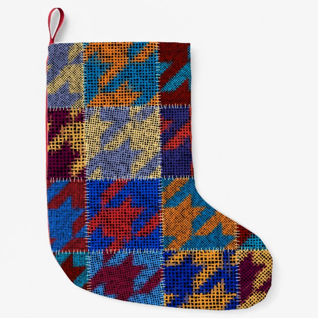 Petite Chaussette De Noël Motif sans couture. Imitation d'un motif de patchw (Devant)