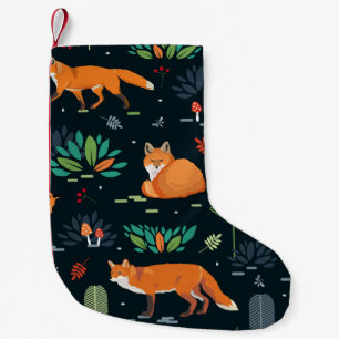 Petite Chaussette De Noël Motif sans joint avec renards, arbres, feuilles, c