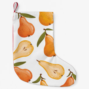 Petite Chaussette De Noël Motif sans joint de poires jaunes, tranche de poir