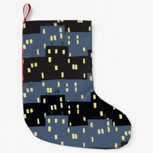 Petite Chaussette De Noël Motif sans Seanless avec une ville la nuit. 