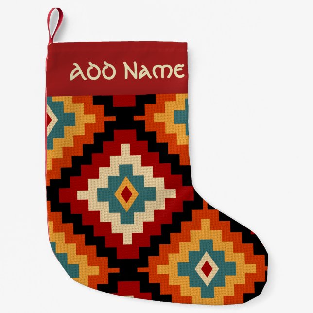 Petite Chaussette De Noël Motif traditionnel roumain d'art populaire (Devant)