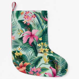 Petite Chaussette De Noël motif tropical fleuri sans coutures avec hibiscus