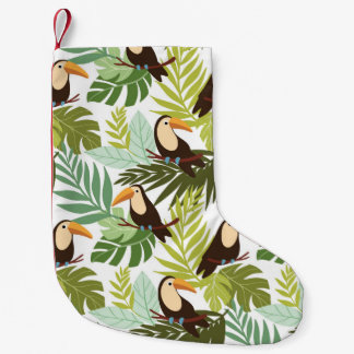 Petite Chaussette De Noël Motif tropicale sans couture avec toucan et palmie