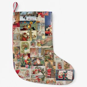 Petite Chaussette De Noël Motif vintage de vacances de cartes de Noël
