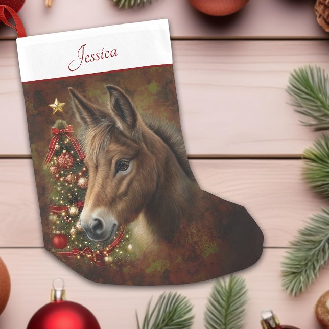Petite Chaussette De Noël Mule Holiday Christmas Tree Animal Personalized (Mule Holiday Christmas Tree Animal Personalized Small Christmas Stocking)