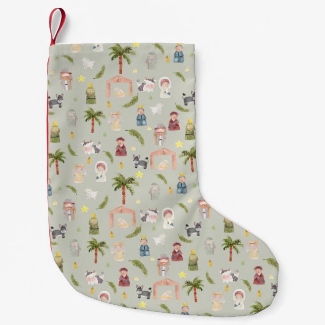 Petite Chaussette De Noël Nativité Noël Sage (Devant)