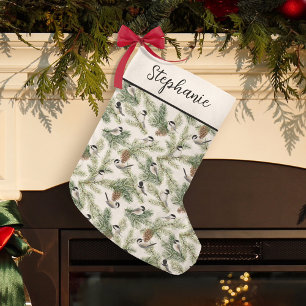 Petite Chaussette De Noël Noël aquarelle de la mésange de la forêt d'hiver