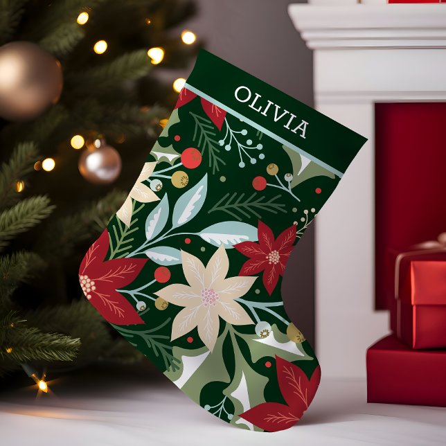 Petite Chaussette De Noël Noël botanique de Poinsettia (Créateur téléchargé)