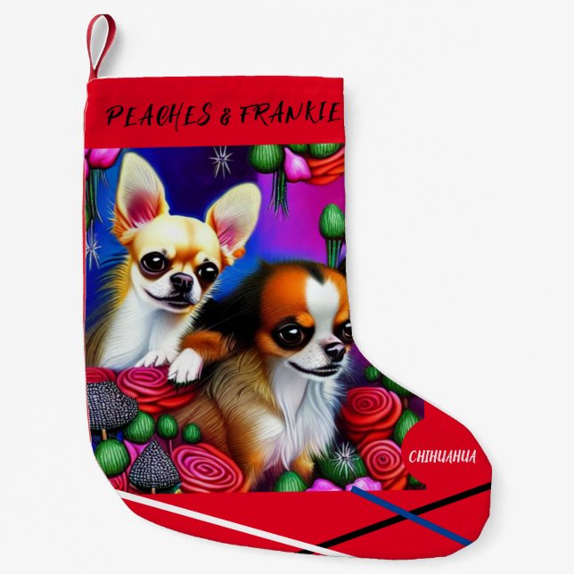Petite Chaussette De Noël Noël CHIHUAHUA Stocking avec nom. (Devant)