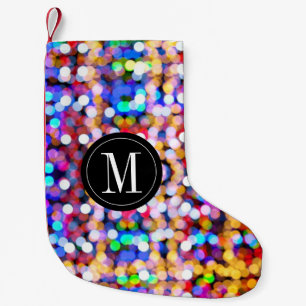 Petite Chaussette De Noël Noël Coloré Bokeh Lights Monogramme initial