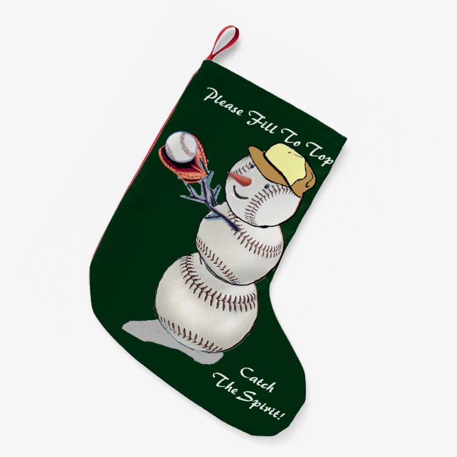 Petite Chaussette De Noël Noël de baseball Snowman (Devant (Accrochage))