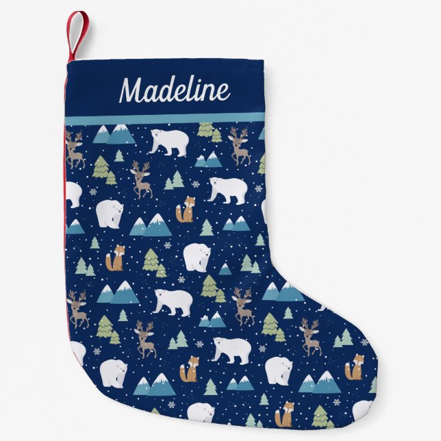 Petite Chaussette De Noël Noël de l'ours polaire hivernal (Devant)
