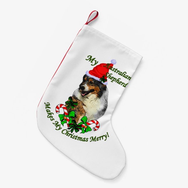 Petite Chaussette De Noël Noël du berger australien (Devant (Accrochage))