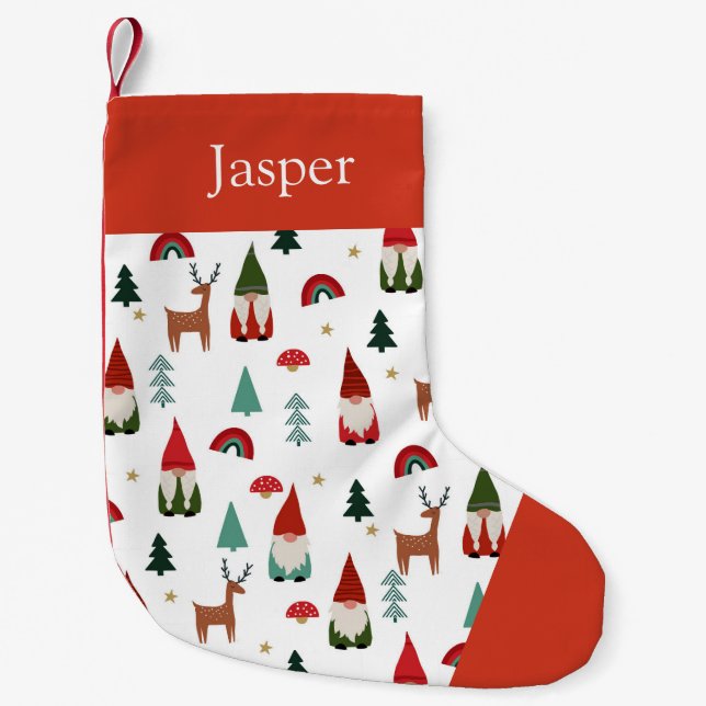 Petite Chaussette De Noël Noël Gnomes Nom des enfants (Devant)