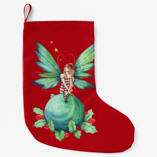 Petite Chaussette De Noël Noël Holly Fairy Imaginaire Art (Devant)