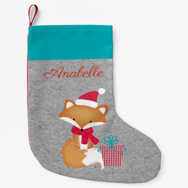 Petite Chaussette De Noël Noël mignon Fox personnalisé (Devant)