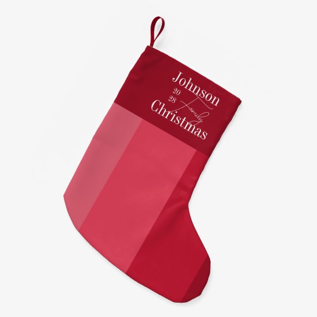 Petite Chaussette De Noël Noël moderne Nom de famille Red Stripes (Devant (Accrochage))