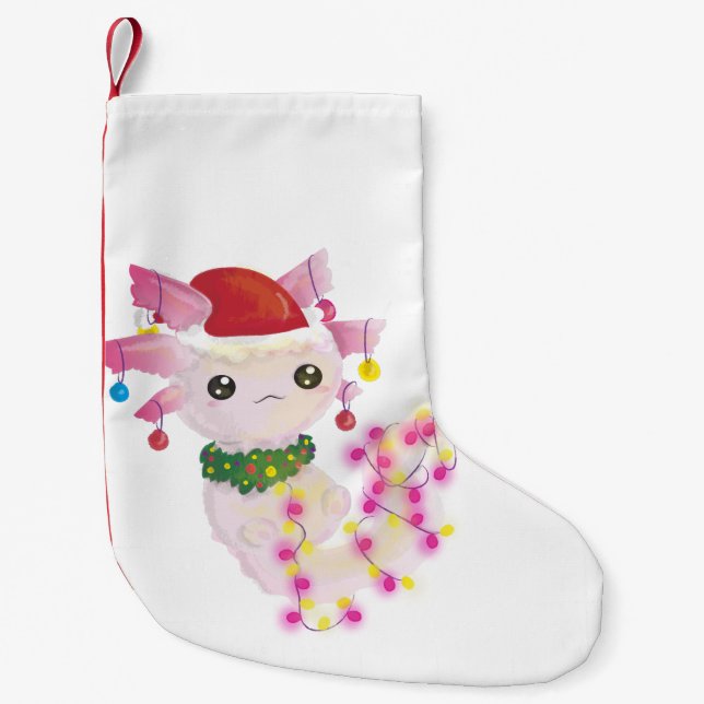 Petite Chaussette De Noël Noël père Noël axolotl (Devant)