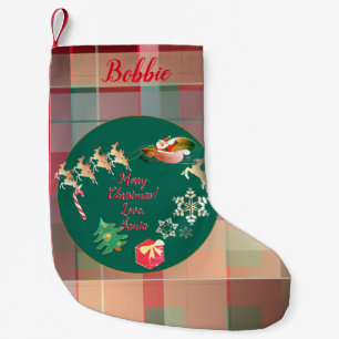 Petite Chaussette De Noël Noël Père Noël Reindeer Plaid Petit Noël