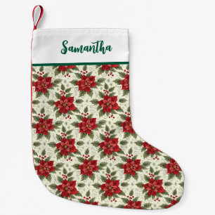 Petite Chaussette De Noël Noël Poinsettia Floral Noël Stocking
