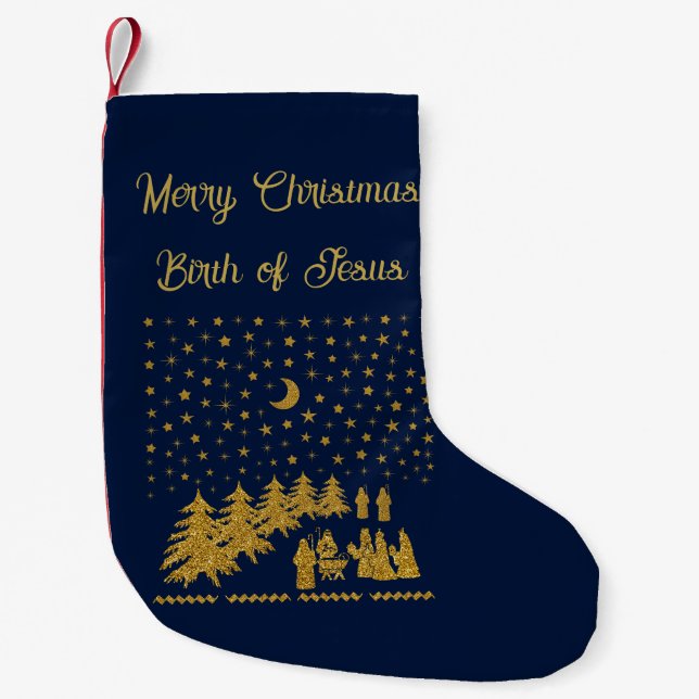 Petite Chaussette De Noël Noël religieux, Naissance de Jésus (Devant)
