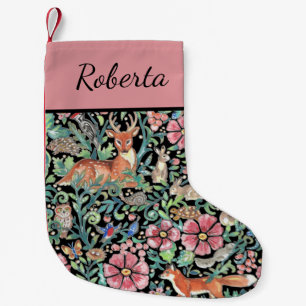 Petite Chaussette De Noël Noël Rose Bois Forêt Animale Scène Personnalisée