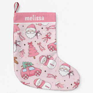 Petite Chaussette De Noël Noël rose personnalisé