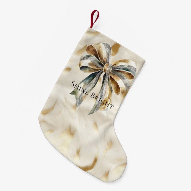 Petite Chaussette De Noël Noel Rustic Green Bow personnalisé (Devant (Accrochage))