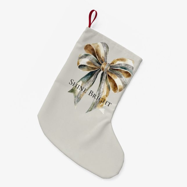 Petite Chaussette De Noël Noël Rustique Pale Green Bow personnalisé (Devant (Accrochage))