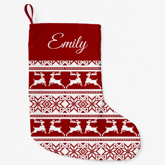 Petite Chaussette De Noël Noël scandinave renne (Devant)