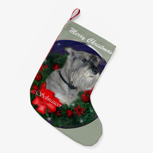 Petite Chaussette De Noël Noël Schnauzer Standard (Devant (Accrochage))