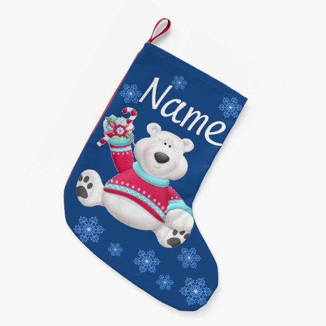 Petite Chaussette De Noël Noël Stocker Ours polaire Motif vacances (Devant (Accrochage))